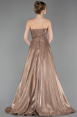Standesamtkleid Lang Perlenbesetzt Cappuccino ABU6125