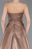 Standesamtkleid Lang Perlenbesetzt Cappuccino ABU6125