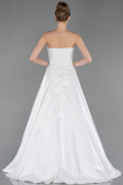 Standesamtkleid Lang Perlenbesetzt Weiß ABU6125