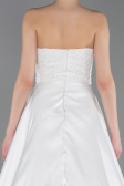 Standesamtkleid Lang Perlenbesetzt Weiß ABU6125