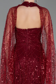 Abendkleid Lang Perlenbesetzt Weinrot ABU6154