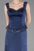 Abendkleid im Meerjungfrau-Stil Lang Satin Marineblau ABU6155
