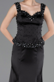 Abendkleid im Meerjungfrau-Stil Lang Satin Schwarz ABU6155