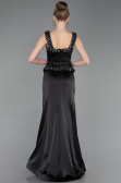 Abendkleid im Meerjungfrau-Stil Lang Satin Schwarz ABU6155