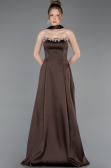 Abendkleid Lang Satin Braun ABU6156
