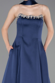 Abendkleid Lang Satin Marineblau ABU6156