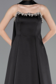Abendkleid Lang Satin Schwarz ABU6156