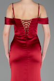 Abschlusskleid Lang Satin Weinrot ABU6158