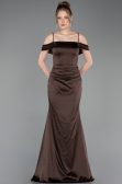 Abschlusskleid Lang Satin Braun ABU6158