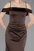 Abschlusskleid Lang Satin Braun ABU6158