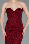 Abendkleid Lang Guipure Spitze Weinrot ABU6159