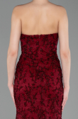 Abendkleid Lang Guipure Spitze Weinrot ABU6159