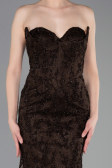 Abendkleid Lang Guipure Spitze Braun ABU6159