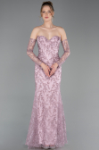 Abendkleid Lang Guipure Spitze Puder ABU6159