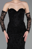 Abendkleid Lang Guipure Spitze Schwarz ABU6159