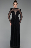 Abschlusskleid Lang Spitze Schwarz ABU6160
