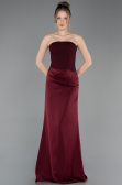 Abschlusskleid Lang Satin Weinrot ABU6096