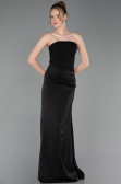 Abschlusskleid Lang Satin Schwarz ABU6096