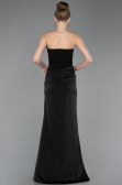 Abschlusskleid Lang Satin Schwarz ABU6096