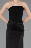 Abschlusskleid Lang Satin Schwarz ABU6096