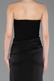 Abschlusskleid Lang Satin Schwarz ABU6096