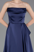 Abschlusskleid Lang Satin Marineblau ABU6130