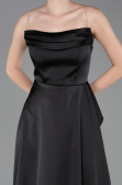 Abschlusskleid Lang Satin Schwarz ABU6130
