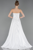 Standesamtkleid Lang Perlenbesetzt Weiß ABU6125