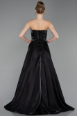 Standesamtkleid Lang Perlenbesetzt Schwarz ABU6125