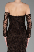 Abendkleid Lang Guipure Spitze Braun ABU6159