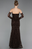 Abendkleid Lang Guipure Spitze Braun ABU6159