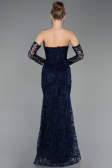 Abendkleid Lang Guipure Spitze Marineblau ABU6159