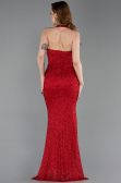 Abendkleid im Meerjungfrau-Stil Lang Perlenbesetzt Rot ABU6165