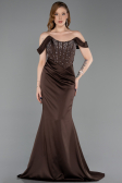 Abendkleid im Meerjungfrau-Stil Lang Satin Braun ABU6166
