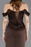 Abendkleid im Meerjungfrau-Stil Lang Satin Braun ABU6166