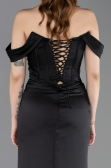 Abendkleid im Meerjungfrau-Stil Lang Satin Schwarz ABU6166