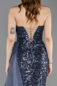Abendkleid Lang Schuppig Anthrazit ABU6173