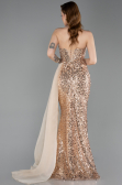 Abendkleid Lang Schuppig Gold ABU6173