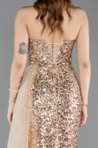 Abendkleid Lang Schuppig Gold ABU6173