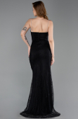 Abschlusskleid Lang Spitze Schwarz ABU6172