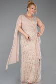 Abendkleid in Übergröße Lang Perlenbesetzt Gold ABU6133