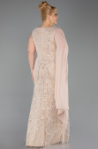 Abendkleid in Übergröße Lang Perlenbesetzt Gold ABU6133