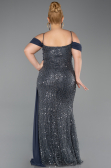 Abendkleid in Übergröße Lang Schuppig Anthrazit ABU6134
