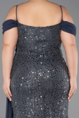 Abendkleid in Übergröße Lang Schuppig Anthrazit ABU6134