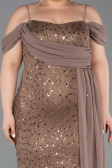 Abendkleid in Übergröße Lang Schuppig Cappuccino ABU6134