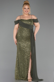 Abendkleid in Übergröße Lang Schuppig Khaki ABU6134