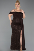 Abendkleid in Übergröße Lang Schuppig Braun ABU6134