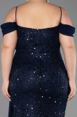 Abendkleid in Übergröße Lang Schuppig Marineblau ABU6134