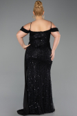 Abendkleid in Übergröße Lang Schuppig Schwarz ABU6134