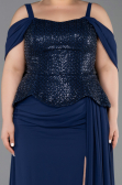 Abendgarderobe in Großen Größen Lang Chiffon Marineblau ABU6184